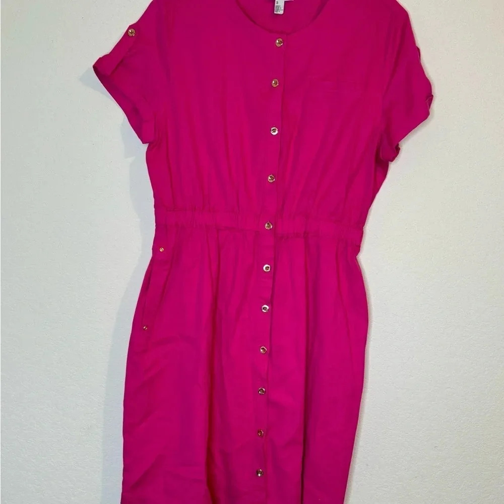 Halston Pink Shirt Dress